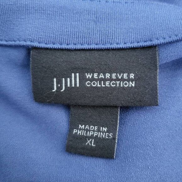 J Jill Wearever Womens Long Sleeve Dress XL Blue Belted Knee Length Career Work - Picture 5 of 8